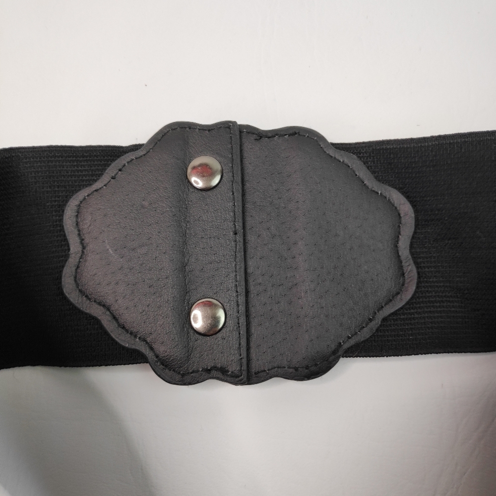 Black Stretch Belt With Large Amber Crystals M / L - Picture 3 of 6